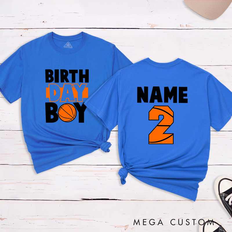 Personalized Birthday Boy Basketball T-Shirt with Custom Name and Age Design