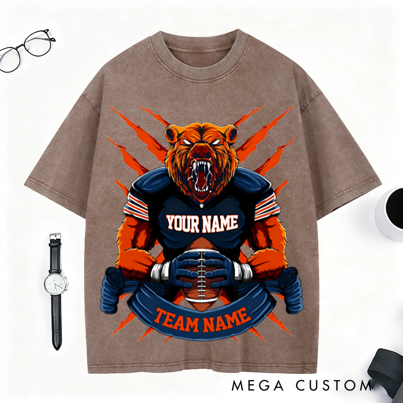 Personalized Fierce Bear Football T-Shirt Unleash Your Team Spirit in Style