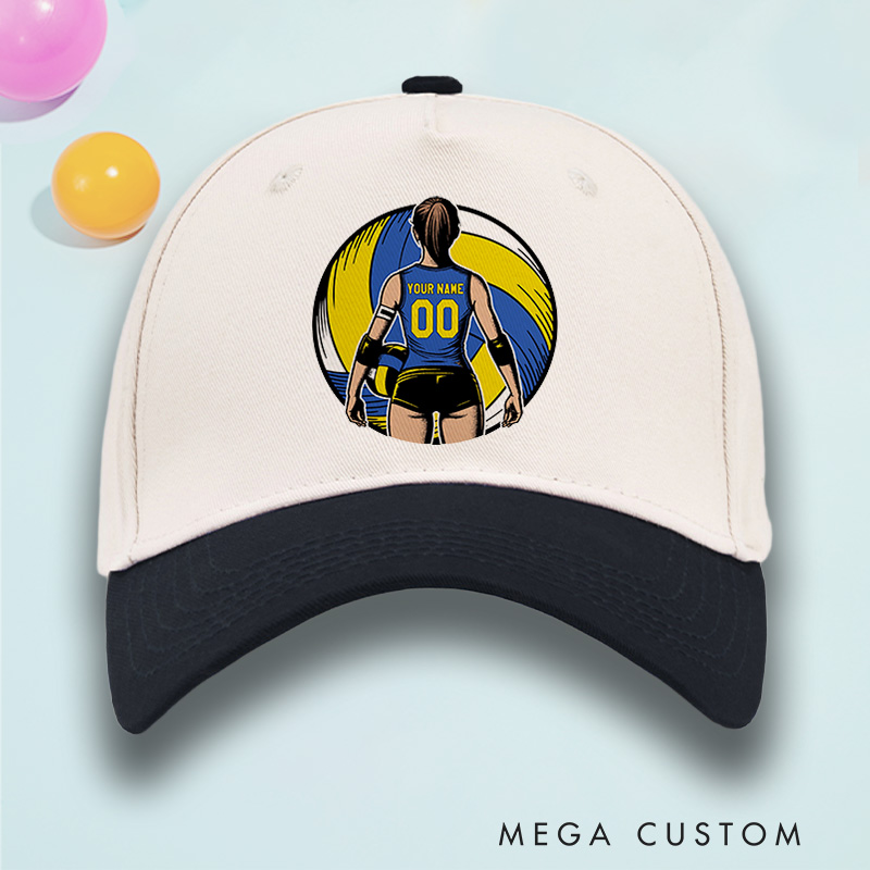 Personalized Volleyball Cotton Two Tone Cap with Custom Name and Number for Players and Fans
