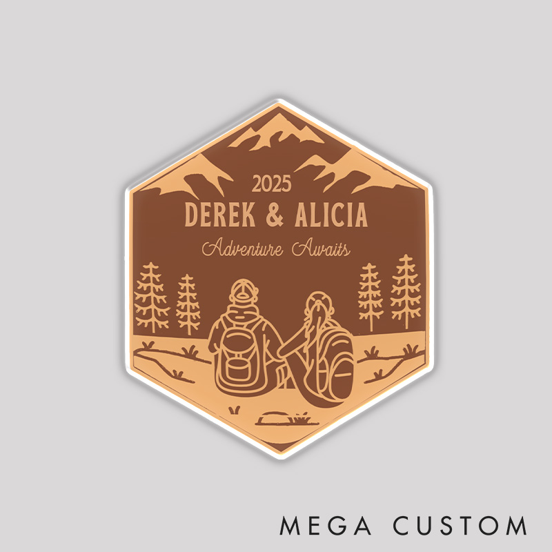 Personalized Hiking Couple Magnet National Park Couples Gift Unique Custom Outdoors Gifts for Hikers Backpackers Happy Camper Outdoors Lover