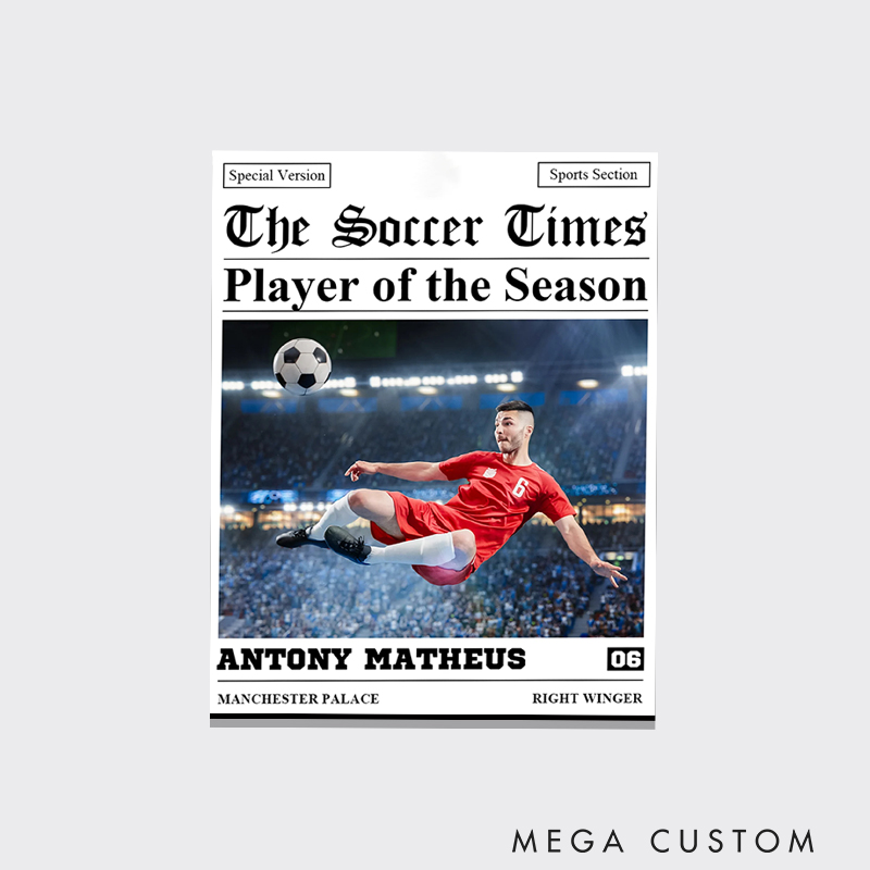 Personalized The Sports Times Baseball Newspaper Refrigerator Magnet with Custom Photo and Text  