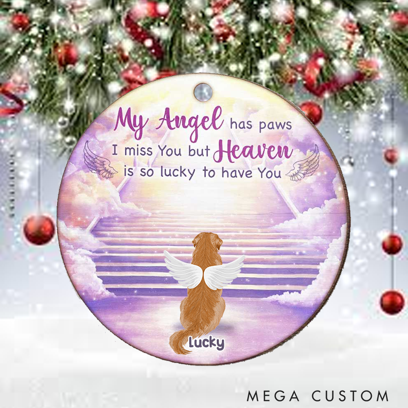 Personalized Dog Lover My Angel has Paws  Ornament