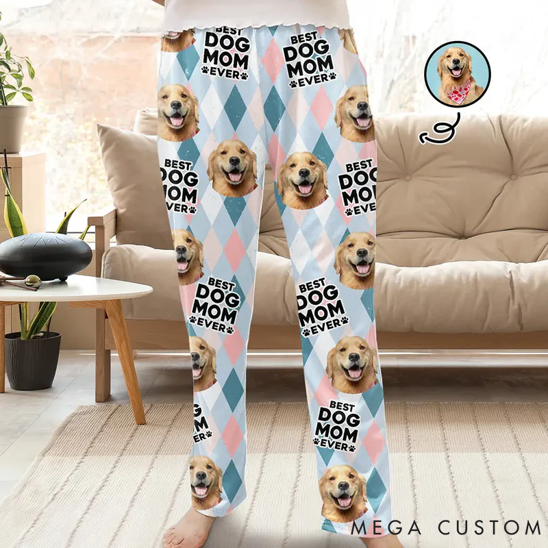 Personalized Dog Lover Custom Photo Best Dog Mom  Ever Pajamas