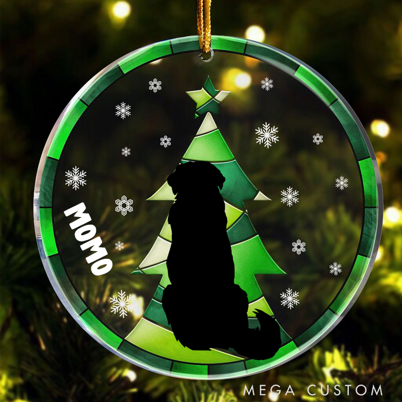 Personalized Dog Lover Christmas Tree Black Backside Dog Christmas Ornament