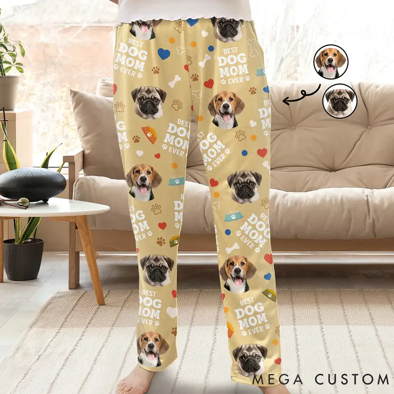 Personalized Dog Lover Custom Photo Best Dog Mom Pajamas