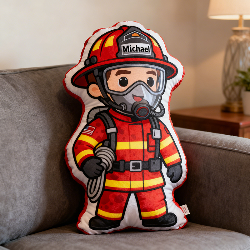 Personalized Firefighter Plush Pillow Custom Name and Character Style Hero Gift for Firefighters and Family