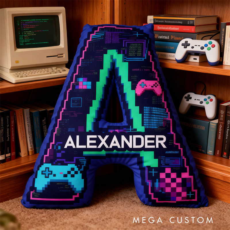 Personalized Graphic 3D Print Glitch Art Style Gamer Shaped Pillow for Game Lovers Plush Pillow Christmas Gift for Kids