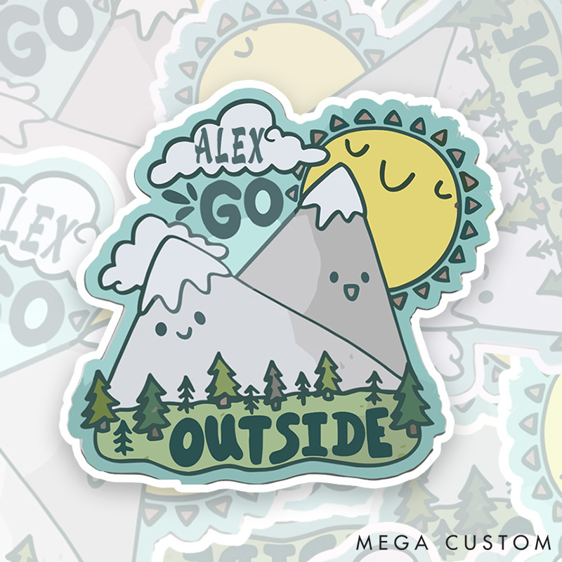 Personalized Go Outside Sticker Hiking Camping Adventure Mountains Sticker for Nature Travelers Outdoors Lover Gift