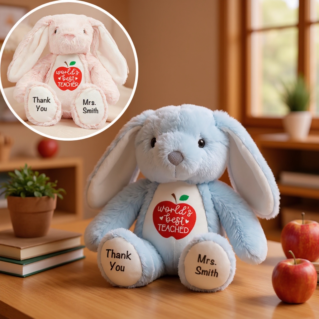 Personalized Teacher Bunny Soft Toy Stuffed Animal Gift Unique Gift for Teachers