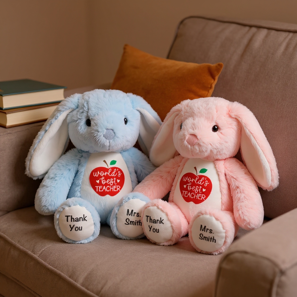 Personalized Teacher Bunny Soft Toy Stuffed Animal Gift Unique Gift for Teachers