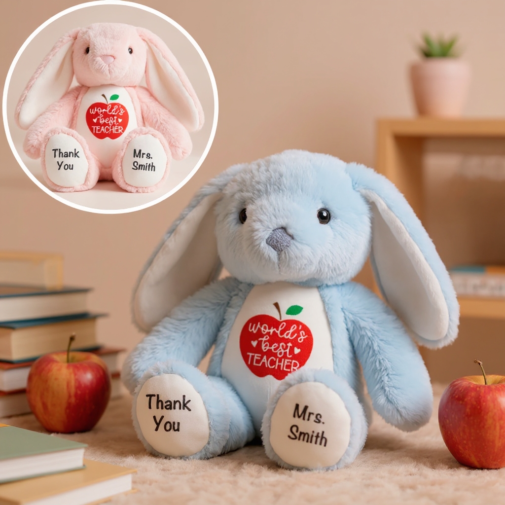 Personalized Teacher Bunny Soft Toy Stuffed Animal Gift Unique Gift for Teachers