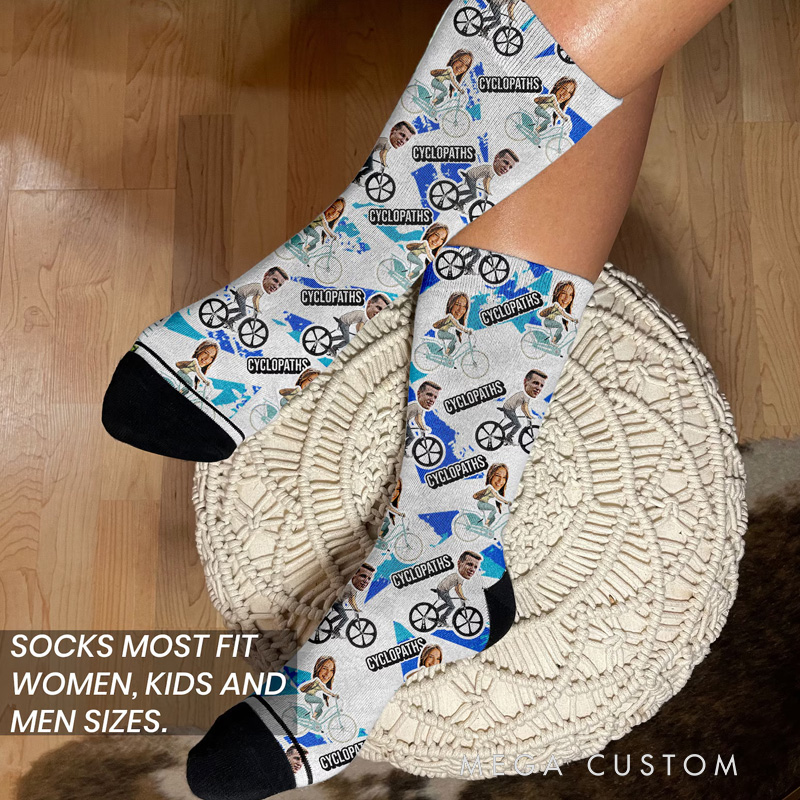 Personalized Cycling Socks with Faces Unique for Bicycle Lovers