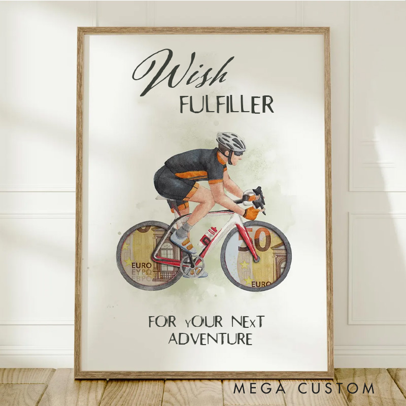 Personalized Bicycle Wish Granter Cash Gift for Cyclists Gift for Cyclists  for Birthdays of Men for Riding Cycling Lovers