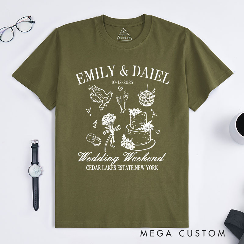 Personalized Wedding Weekend T-Shirt Groom Wedding Memorial T-Shirt Wedding Party Gift Shirt For Men Gift For Groom