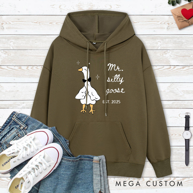 Personalized Funny Mr and Mrs Silly Goose Matching Wedding Couple Hoodie