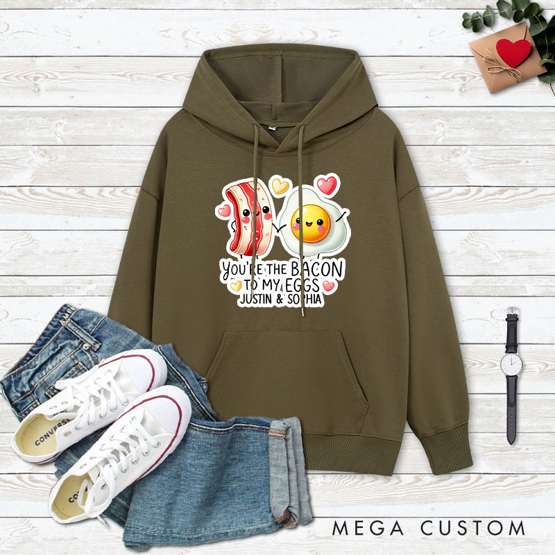 Personalized Couple You're the Bacon to My Eggs Valentine's Day Hoodie Couple Sweatshirt for Boyfriend Girlfriend Husband Wife