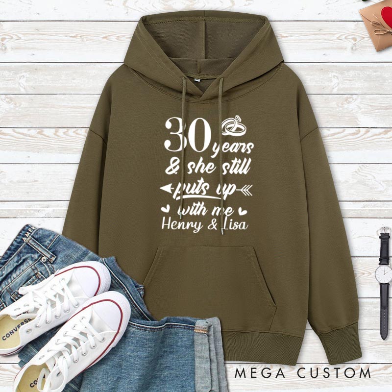 Personalized Funny 30th Anniversary Couple Hoodie Humor Couple 30 Years Anniversary Top Wear for Wife Husband Anniversary Outfit for Couple