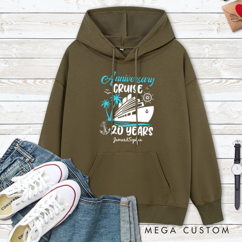 Personalized 20th Anniversary Cruise Hoodie Couple Cruise 20 Years Anniversary Top Wear Wife Husband Anniversary Outfit