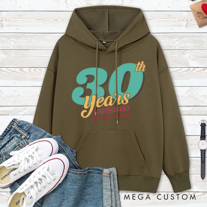 Personalized 30th Anniversary Celebration Hoodie Couple 30 Years Anniversary Outfit 30th Anniversary Top Wear for Wife Husband