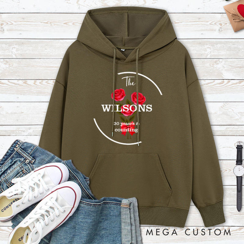 Personalized Personalized 30th Anniversary Rose Hoodie Couple 30 Years Top Wear 30th Rose Anniversary Outfit for Wife Husband