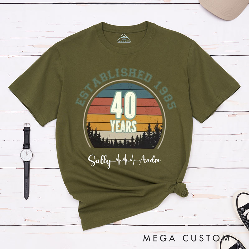 Personalized Couple 40th Anniversary T-Shirt Established 1985 40th Years Anniversary Shirts Couple Anniversary T-Shirts for Wife Husband