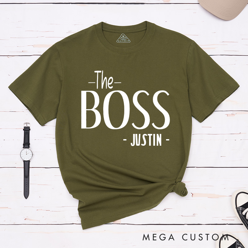 Personalized Couple The Boss and The Real Boss Matching T-Shirt Valentine's Day T-Shirt for Husband Wife Boyfriend Girlfriend Gift for Hubby Wifey
