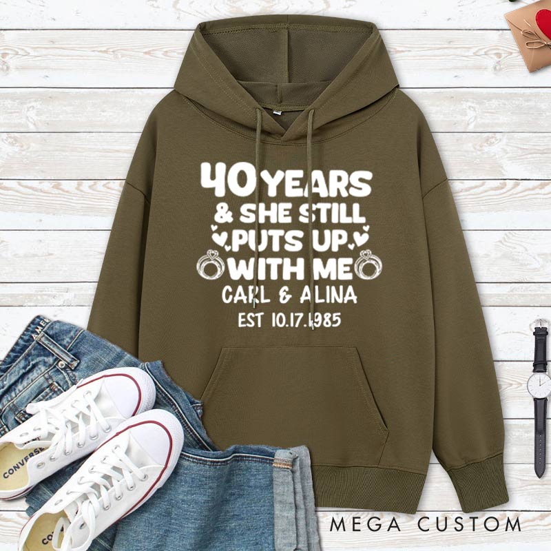 Personalized Funny 40th Anniversary Couple Hoodie Humor 40th Anniversary Hoodie for Couple Anniversary Outfit for Wife Husband