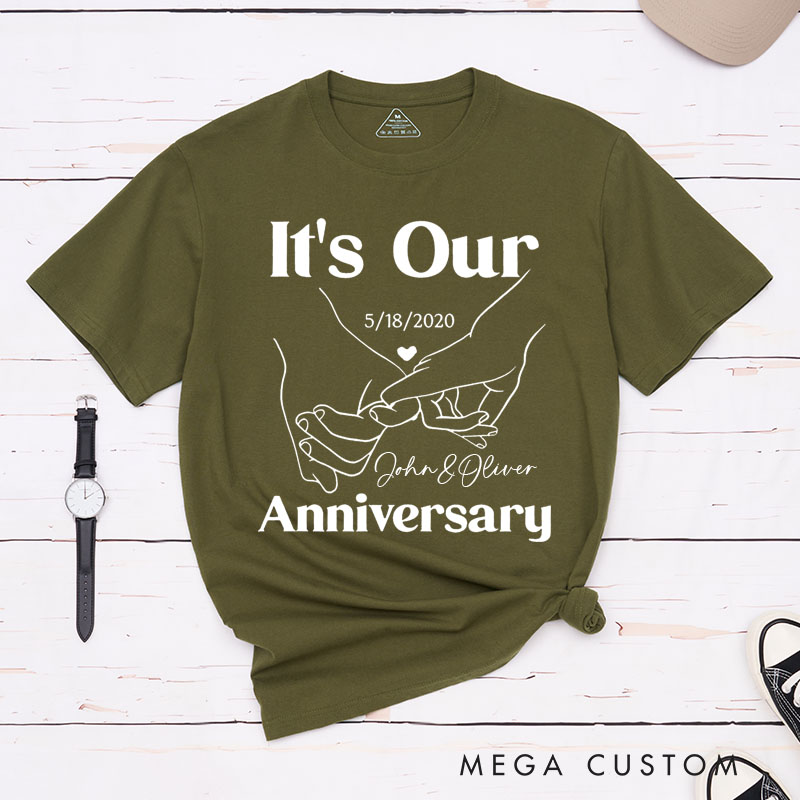 Personalized Couple 5th Anniversary T-Shirt It's Our Anniversary - Romantic Line Art Shirts Couple T-Shirts for Boyfriend Girlfriend