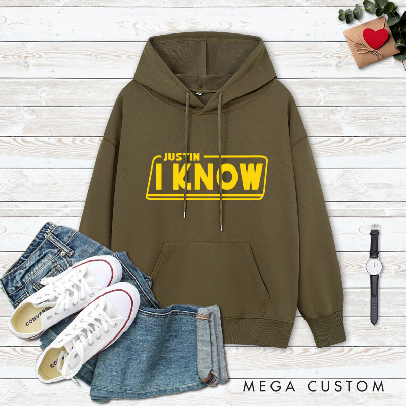 Personalized Couple I Love You and I Know Hoodie with Name Couple Valentine's Day Sweatshirt for Boyfriend Girlfriend Husband Wife