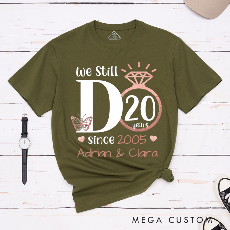 Personalized Couple 20th Anniversary T-Shirt We Still DO 20th Anniversary Shirts Rose Gold Couple T-Shirts for Wife Husband
