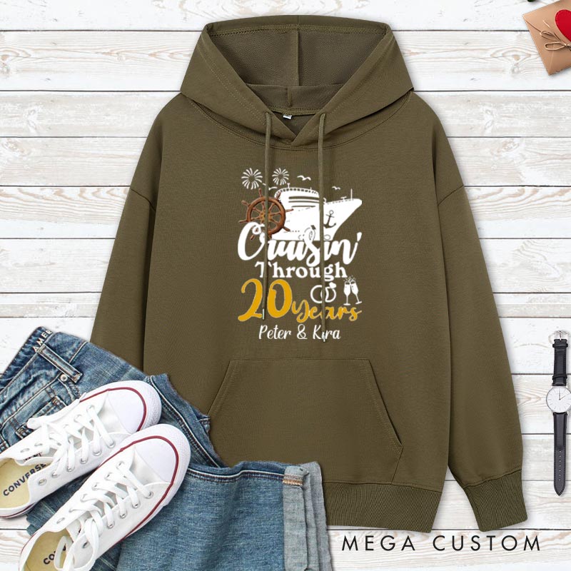Personalized Cruisin' Through 20 Years Anniversary Hoodie 20th Couple Anniversary Outfit for Husband Wife