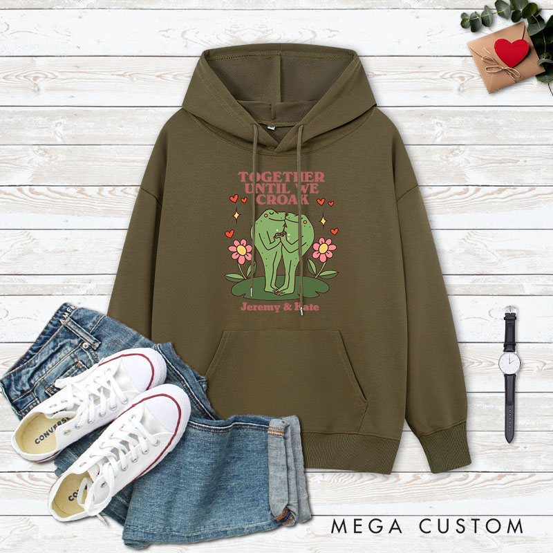 Personalized Couple Together Until We Croak Matching Hoodie with Name Couple Valentine's Day Sweatshirt for Husband Wife Boyfriend Girlfriend