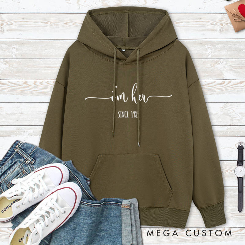 Personalized I'm His/I'm Hers Couple Hoodie Minimalist Couple Hoodie for Her Him Husband Wife 20th Anniversary Outfit