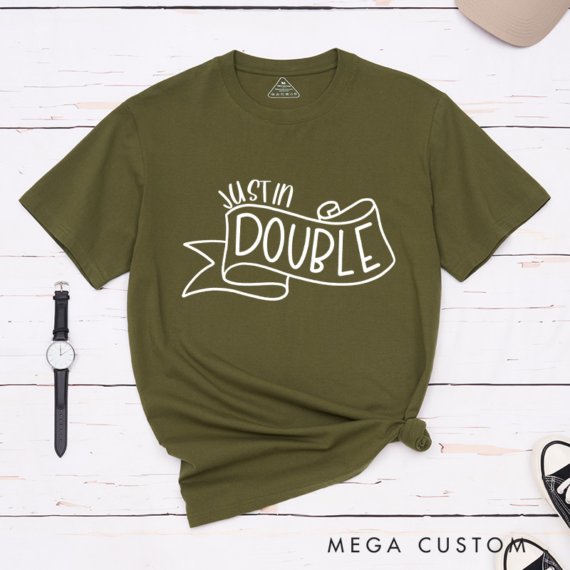 Personalized Couple Double Trouble Matching T-Shirt with Name Valentine's Day T-Shirt for Husband Wife Boyfriend Girlfriend for Hubby Wifey