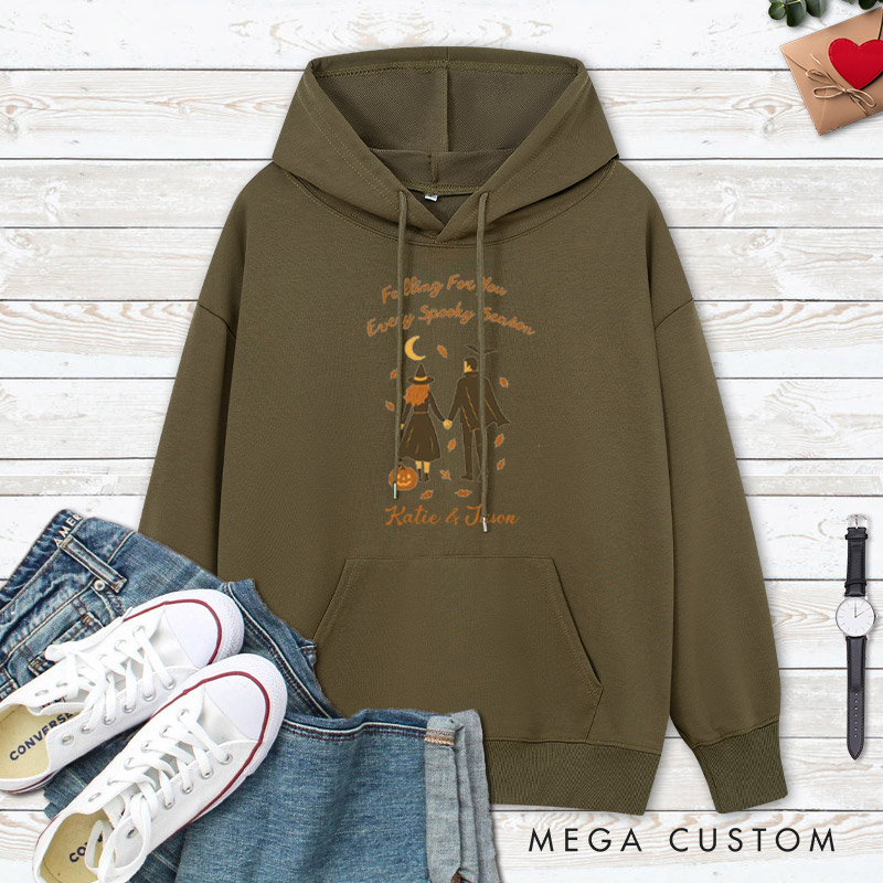Personalized Falling for You Every Spooky Season Halloween Couple Hoodie