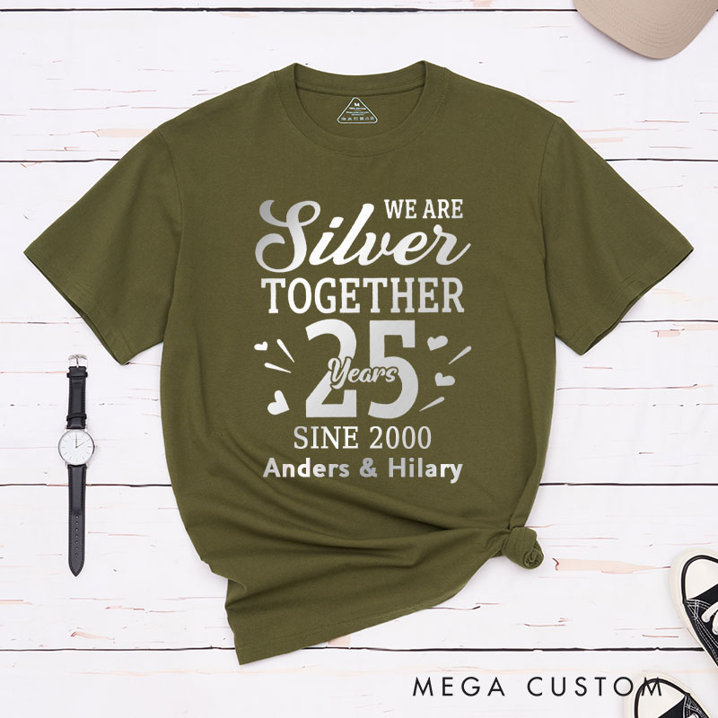 Personalized Couple 60th Anniversary T-Shirt Silver Together 25 Years of Love Anniversary Shirt Couple Gift Tee for Husband Wife
