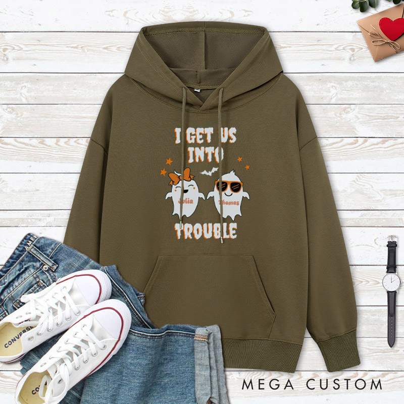 Personalized I Get Us Into Trouble and I Get Us Out of Trouble Ghost Couple Hoodie