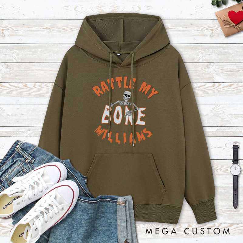 Personalized Rattle My Bone and Let's Get Tangled in My Web Halloween Couple Hoodie