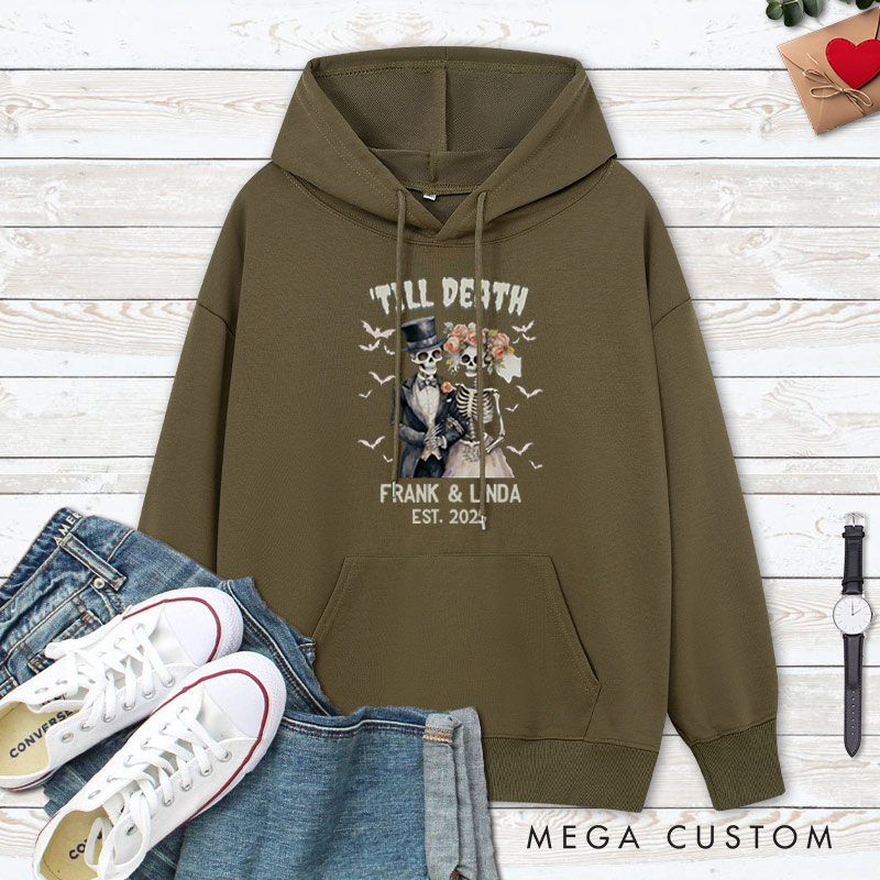 Personalized Til Death Do Us Part Skeleton Couple Halloween Couple Hoodie