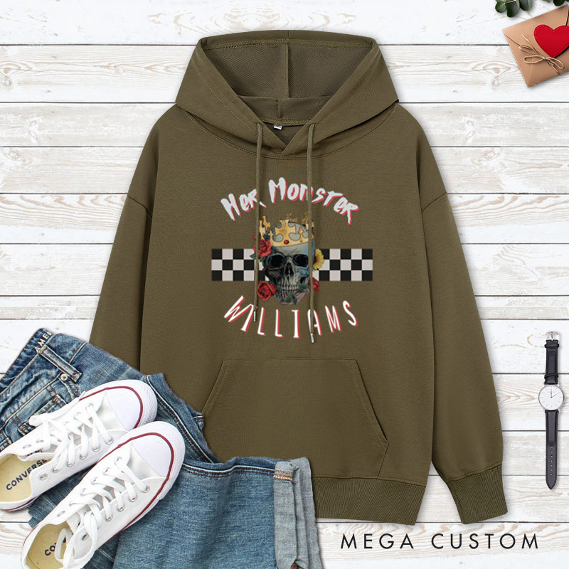 Personalized Her Monster and His Boo Skull Halloween Couple Hoodie