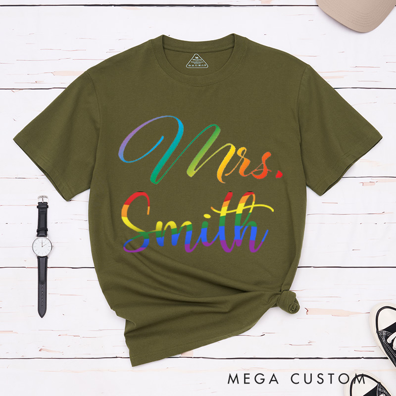 Personalized LGBTQ Couple T-Shirts Celebrate Love and Pride Shirt for her Rainbow LGBTQ Tee Lesbian Matching Tops