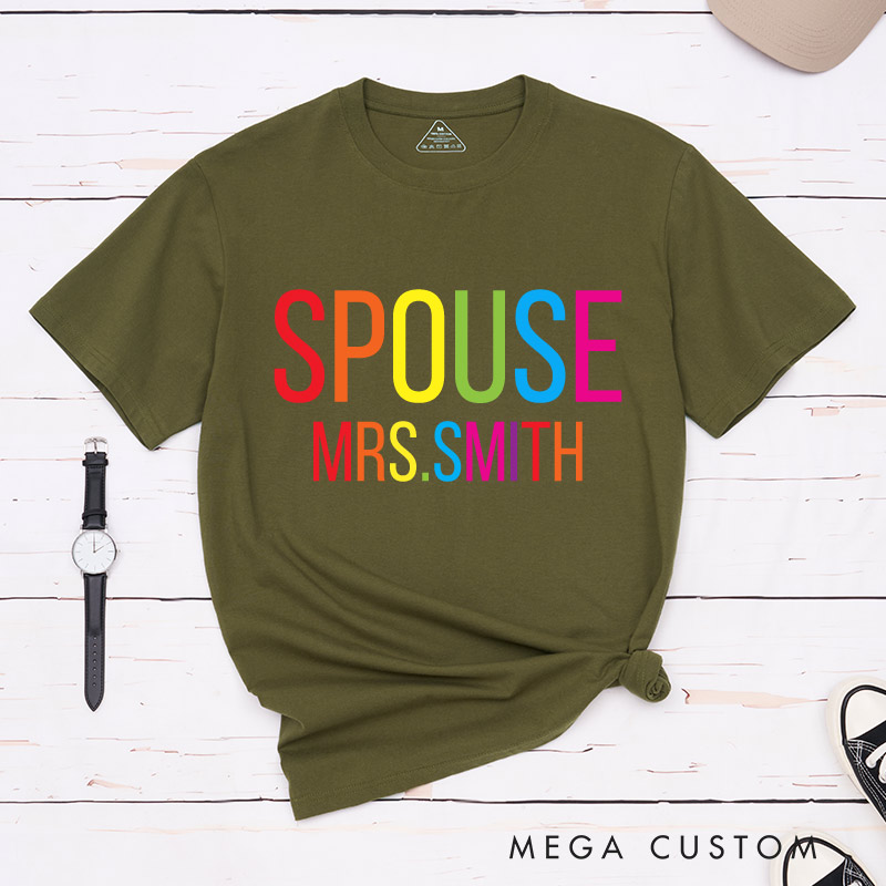  Personalized Spouse Rainbow Couple T-Shirts LGBTQ Matching Shirts Lesbian Gay Couple Tees for Her Him
