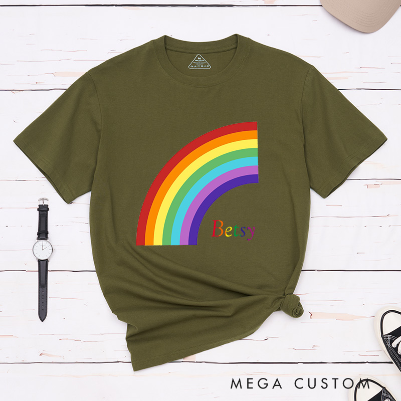 Personalized Rainbow Pride Couple T-Shirts LGBTQ Lesbian Gay Couple Shirt Pride Month T-Shirt for Couple