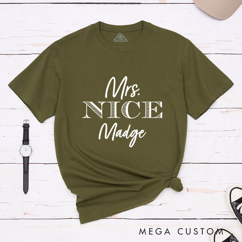 Personalized Mrs Nice Mrs Naughty Lesbian T-Shirts LGBTQ Couple T-Shirt for Women Lesbian Matching Shirt for Women