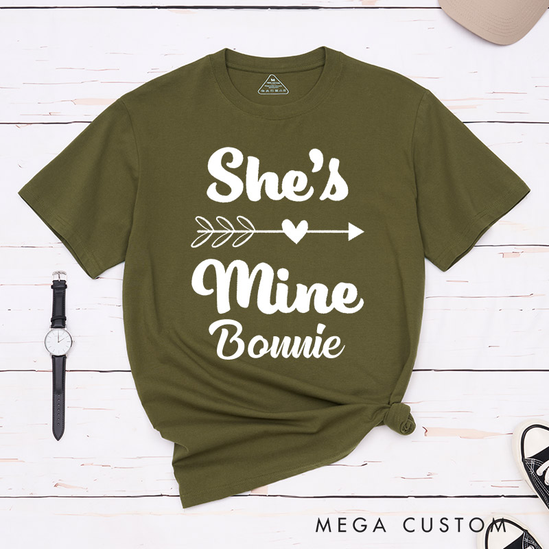 Personalized She's Mine I'm Hers Romantic Couple T-Shirts LGBTQ Lesbian Couple Shirt Lesbian Matching Couple Tee
