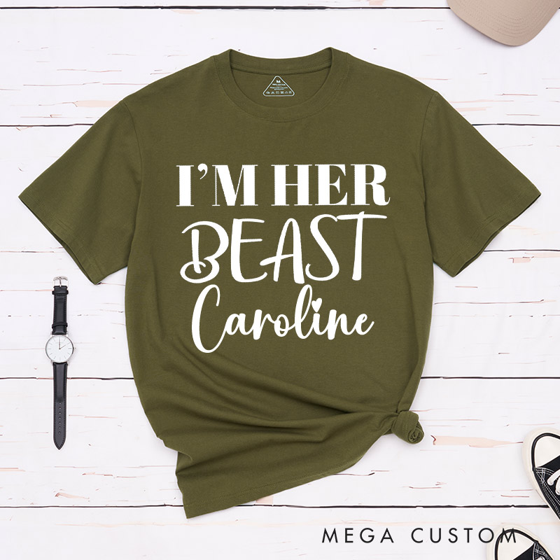 Personalized I'm Her Beast I'm Her Beauty Lesbian Matching Couple T-Shirts LGBTQ Lesbian Matching Shirt for Her LGBTQA+ Tees