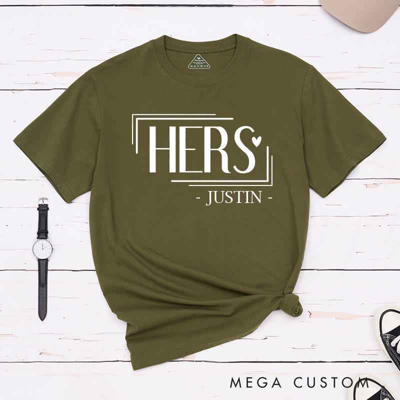 Personalized Couple His and Hers Matching T-Shirt with Name Valentine's Day T-Shirt for Husband Wife Boyfriend Girlfriend Gift for Hubby Wifey