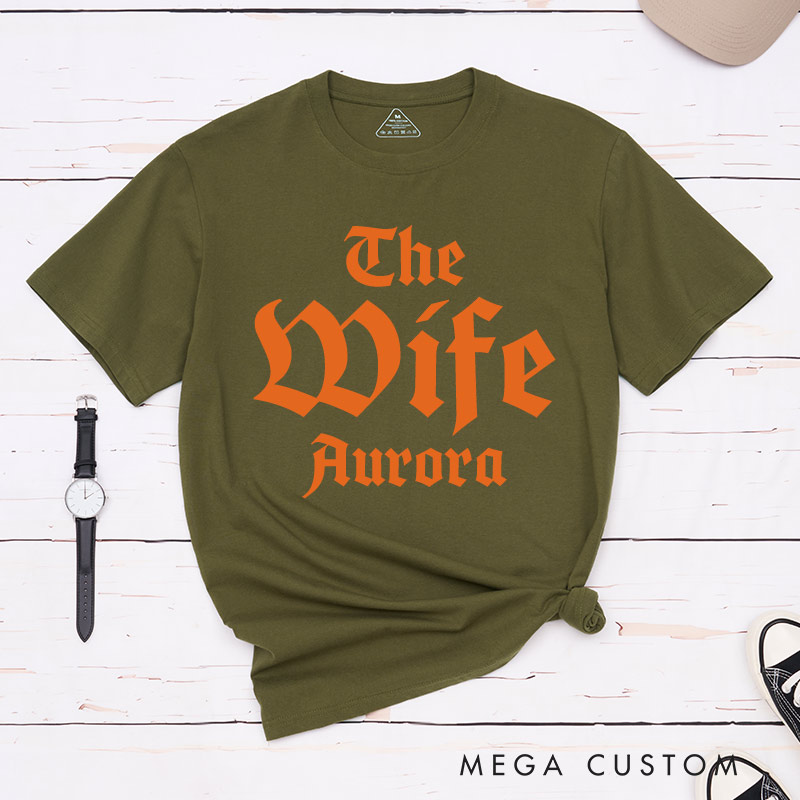 Personalized The Wife Wifey Matching Couple T-Shirts Halloween LGBTQ Lesbian Matching Shirt for Her Lesbian Wedding Tee