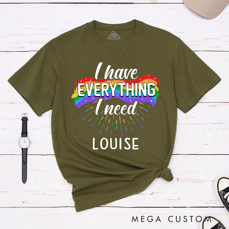 Personalized Lesbian Matching T-Shirts Everything I Need Everything I Am Couple T-Shirts LGBTQ Lesbian Couple Matching Tee