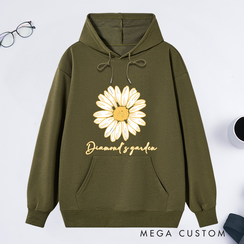 Personalized Daisy Classic Hoodies Custom Flower Hoodies with Name Plant Lover Gift Gardening Lover Gift for Gardener Gift
